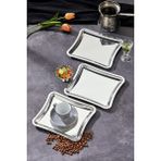 Elegante Square Serisi Krom Sunum Tepsisi, Söz Nişan Tepsisi, 22CM, Avangart Dizayn, 3 Adet
