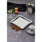 Elegante Square Serisi Krom Sunum Tepsisi, Söz Nişan Tepsisi, 22CM, Avangart Dizayn, Tek Adet