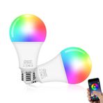 Eleganted Alexa Ampüller E27 Akıllı LED Lamba, 10W WiFi Renk Değişen LED RGB Ampul 16 Milyon Renk, Uygulama Kontrolü Kısılabilir Ampul Lambası Sıcak Beyaz (2700K) Soğuk Beyaz (6500 K)，2 ADET
