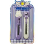 Elegantshop Mini Maket Bıçağı Falçata 2'li Set 9 cm OLX-8953 - Lila Beyaz