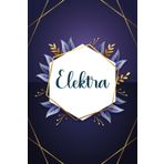 Elektra: Taccuino personalizzato con il nome Elektra | Regalo di compleanno per moglie, mamma, sorella, figlia ... | Foglie blu | 110 pagine a righe, Piccolo formato 6x9 pollici (15,24 x 22,86 cm)
