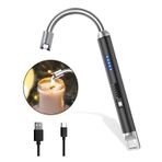 Elektrik arklı çakmak, Rouclo USB çakmak, şarj edilebilir, elektrikli çakmak, çubuk çakmak, rüzgar geçirmez, alevsiz mum tutuşturucu, elektronik çakmak, mum, ocak, mutfak için (siyah)