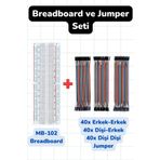 elektrik Breadboard ve 3'lü Jumper Kablo Seti (Erkek-Erkek, Erkek-Dişi, Dişi-Dişi - 20cm)