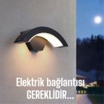 Elektrikle Çalışır 24 Watt Iç ve Dış Mekan LED Duvar Aplik Bahçe Kapı Girişi Armatür 3200K Gün Işığı - Siyah