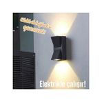 Elektrikle Çalışır 6 Watt, Günışığı LED Aplik, Bahçe Duvar Apliği, Iç ve Dış Mekan, Merdiven Aplik - yok - Siyah