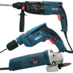 Elektrikli 3 Lü Set 13MM Darbeli Vidalama + Kırıcı Delici Matkap + 125 mm Avuç Taşlama EEA340 - MAVİ
