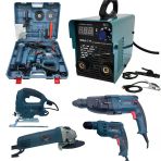 Elektrikli 5 Lİ Grup Set (4 lü Makine Seti Kırıcı Delici, 13mm Darbeli Vidalama Matkap, 125mm Avuç Taşlama, Dekupaj Testere + MMA777 İnverter Kaynak Makinesi) EEA433