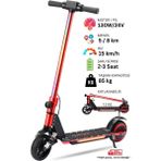 Elektrikli Çocuk Scooter - Çift Frenli Katlanabilir - LED Işıklı - Ön Çift Süspansiyonlu 8+ - KIRMIZI
