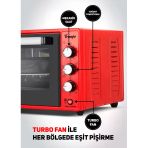Elektrikli Fırın , Turbo Fan + Lamba, Yoğurt Mayalama ( Kırmızı)