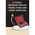 Elektrikli Manikür Pedikür Seti Ikili Set 17 Parça Tırnak Bakımı Nasır Temizleme Tırnak Şekillendir - 001-Beyaz