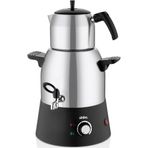 ELEKTRİKLİ SEMAVER MUSLUKLUÇAY MAKİNESİ ÇAYCI ÇELİK SU KAZANI=3LT - ÇELİK DEMLİK=1.1LT 10