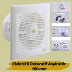 Elektrikli Wc Mutfak Büro Banyo Havalandırma 120 mm Aspiratör Fan Kirli Hava Kötü Koku Fanı 120 mm - Beyaz