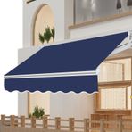 Elektrikli/Manuel Geri Çekilebilir Tente Gölge Kumaş Değiştirmeleri 13,1 x 8,2 FT / 400 x 250 cm Koyu Mavi Yedek Güneş Koruması, 250 gsm Dış Mekan Güverte Bahçe Tentesi için Polyester Gölgelik Örtüsü