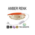 ELEKTROLED 220V Şerit LED YÜKSEK IŞIK FİŞLİ VE ANAHTARLI AMBER IŞIK 6 METRE ((ADAPTÖR TRAFO YOK TAK ÇALIŞTIR)