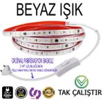 Elektroled Market 220V Şerit LED Yüksek Işık Fişli ve Anahtarlı Beyaz Işık 1 Metre ((Adaptör Trafo Yok Tak Çalıştır))