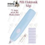 Elektronik Silgi Pilli 1 Paket Otomatik Elektrikli Taşınabilir Kalem Silgi Kara Kalem Eskiz Çizim Grafit - Mavi - Standart