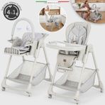 Elele Cibo 2in1 Katlanabilir Bebek Mama Sandalyesi Çift Pedli 0+ Ay Gri Ergonomik Tasarım