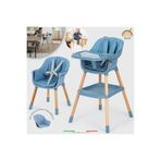 elele we made for moms Verona 2 4in1 Ahşap Bebek Mama Sandalyesi ve Mama Oturağı Deri Pedli Mavi