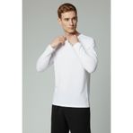 Elemge %100 Pamuk Erkek Süprem Basic T-Shirt Compact Penye Tok Kumaş Uzun Kollu Beyaz Sporcu Tişört Body