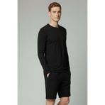 Elemge %100 Pamuk Erkek Süprem Basic T-Shirt Compact Penye Tok Kumaş Uzun Kollu Siyah Sporcu Tişört Body