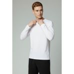 elemge %100 Pamuk Erkek Süprem Uzun Kollu Basic T-Shirt Compact Penye Beyaz Sporcu Tişört Body