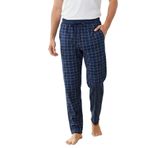 Elemge Esnek Kumaş Rahat Kesim Likralı Regular Fit Erkek Pijama Altı Beli Lastikli İpli Cepli Ekoseli Uyku Pantolonu İnce Eşofman (Lacivert-Bordo, 2XL)
