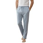 Elemge Esnek Kumaş Rahat Kesim Likralı Regular Fit Erkek Pijama Altı Beli Lastikli İpli Cepli Ekoseli Uyku Pantolonu İnce Eşofman Yılbaşı Yeni Yıl Temalı (Mavi-Beyaz, XL)