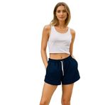 Elemge Kadın Pamuklu Basic Şort Cepli Beli Ipli Bağcıklı Regular Fit Normal Bel Rahat Kesim 2 Iplik Ev Şortu Rahat Kesim (Lacivert, L)