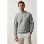 elemge Pamuklu Erkek Sweatshirt Gri Soft Touch Relax Fit Basic Bisiklet Yaka 3 Iplik Nefes Alan - 2XL