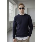 elemge Pamuklu Erkek Sweatshirt Lacivert Soft Touch Relax Fit Basic Bisiklet Yaka 3 Iplik Nefes Alan - 2XL