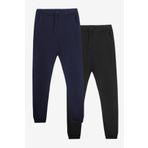 Elemge%100 Pamuk 2'li Paket Premium Esnek Kumaş Regular Fit Kadın Pijama Altı Beli Lastikli İpli Cepli Terletmez İnce Eşofman Uyku Pantolonu Rahat Kesim (Siyah-Lacivert, M)
