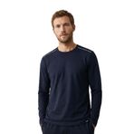 Elemge%100 Pamuk Süprem Uzun Kollu Pijama Üst Erkek T-Shirt Compact Penye Rahat Kalıp Tok Kumaş Siyah (Lacivert, 2XL)