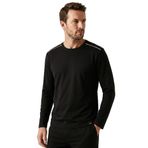 Elemge%100 Pamuk Süprem Uzun Kollu Pijama Üst Erkek T-Shirt Compact Penye Rahat Kalıp Tok Kumaş Siyah (Siyah, M)