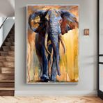 Elephant Yağlı Boya Dokulu Tablo 90X120 Gümüş Çerçeveli