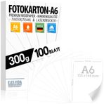 ELES VIDA Fotoğraf kartonu, beyaz, 300 g/m², boş - birinci sınıf kağıt çizim kağıdı - baskısız, dizin kartları, sunumlar, el işi, kendin yap kalın kağıt - üniversite öğrenme anaokulu için, karton Almanya'da üretilmiştir (beyaz, A6)