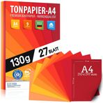ELES VIDA İnşaat kağıdı kırmızı yakut ateşi renkleri 27 adet mor A4 130g yaprak - zanaat levhaları - kartondan daha kalın turuncu, işçiliği için karton, çizim tahtası - DIY okulu farklı renkler - ALMANYA'DAN