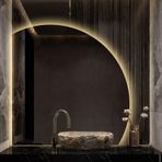 eless LED Arkadan Aydınlatmalı Banyo Aynası 70cm/28 Akıllı Yarım Daire Makyaj Duvar Aynası, 80cm/32 Ayarlanabilir Parlaklık, Buğu Önleyici, Yatak Odaları ve Giyinme Odaları İçin İdeal