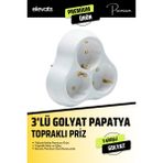 Elevats Premium 3'lü Topraklı Papatya Golyat, Üçlü Priz Çoğaltıcı