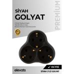 Elevats Premium Siyah 3’lü Papatya Golyat Priz | Çoklu Priz | 3'lü Priz | Priz Çoğaltıcı | 3'Lü Golyat