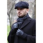 Eleven Markets Kışlık 8 Parca Kaşmir Düz Renk Siyah Peaky Blinders Model Erkek Kasket London Şapka Siyah