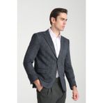 Eleventy Erkek Lacivert Likralı Pamuk Karışımlı Ekose Desenli Slim Fit Spor Blazer Ceket - 58