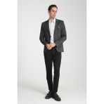 Eleventy Erkek Siyah Likralı Pamuk Karışımlı Ekose Desenli Slim Fit Spor Blazer Ceket - 54