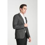 Eleventy Erkek Siyah Likralı Pamuk Karışımlı Ekose Desenli Slim Fit Spor Blazer Ceket Siyah 52