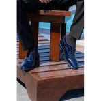 Elevold El Yapımı Hakiki Deri Özel Koleksiyon Rugan 7 Cm Boy Uzatan Gizli Topuk Klasik Ayakkabı Damatlık (Lacivert, EU Ayakkabı Beden Sistemi, Yetişkin, Erkek, Sayısal, Orta, 42)