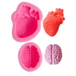 ELEWORD 2 Paket Organ Şekilli Silikon Kalıp Kalp Kalıp Beyin Kalıbı Dekorasyon Alçı Mum Aroma Fondan Köpük Çikolata Kalıp Kendin Yap Aromaterapi Dekorasyon Kalıbı
