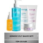 Elexir Eva Gündüz Cilt Bakım Seti | Yüz Temizleme Jeli 200 ml + C Vitamini Serum 30 ml + Nemlendirici Krem 50 ml + Göz Çevresi Kremi 20 ml + Spf 50+ Güneş Kremi 50 ml