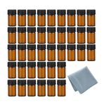 ELFENSTALL 50 Adet 2 ml Yağ Şişesi Uçucu Yağlar için (5/8 Dram) Amber Cam Şişeler, Orifis Azaltıcı ve Siyah Kapaklı