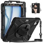 Elfia Apple iPad Pro 11 2022 M2 ile Uyumlu Kılıf Silikon Ayarlanabilir Standlı Darbe Korumalı Askılı Tank Tablet Kılıfı (A2435/A2761/A2762/A2759)