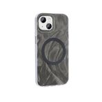 Elfia Apple iPhone 14 ile Uyumlu Boya Desenli Kamera Lens Korumalı M-Safe Şarj Özellikli Kılıf, Gri