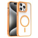 Elfia Apple iPhone 15 Pro Max ile Uyumlu Kamera Lens Koruyucu Hediyeli Wirelles şarj Özellikli Standlı Kılıf, Klon Turuncu